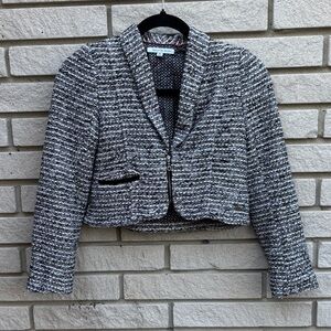 Souris Mini Black and Grey Tweed Style Cropped Zippered Jacket Sz 10